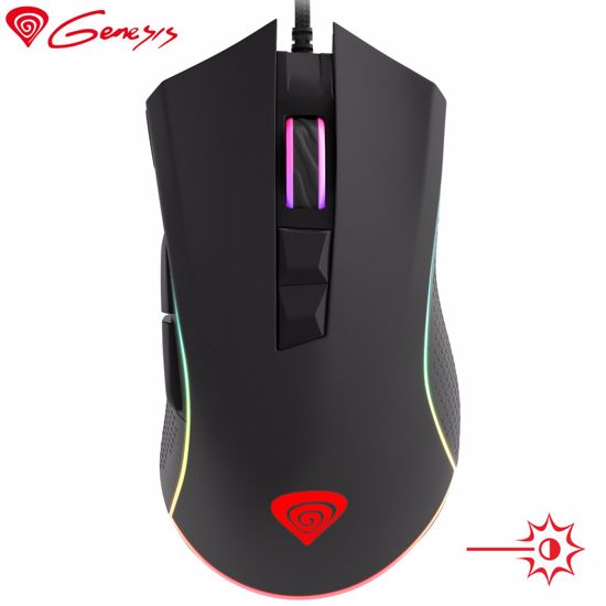 Fotografija izdelka GENESIS Krypton 770, profi gaming optična miška, HYBRID, RGB osvetlitev, 14 prog. tipk, 12.000dpi, USB pleten kabel 1.8m