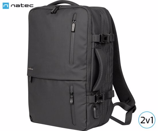 Fotografija izdelka Natec CAMEL PRO univerzalni 2v1 nahrbtnik, za prenosnike do 17.3", 28L, nastavljiv, trpežen, 10 žepov, raztegljiv, vodoodporen, Trolley sistem, črn