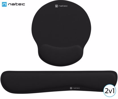 Fotografija izdelka Natec CHIPMUNK 2v1 komplet / set podloga za miško in zapestja, ergonomska, spominska pena, univerzalna velikost, nedrseča, črna