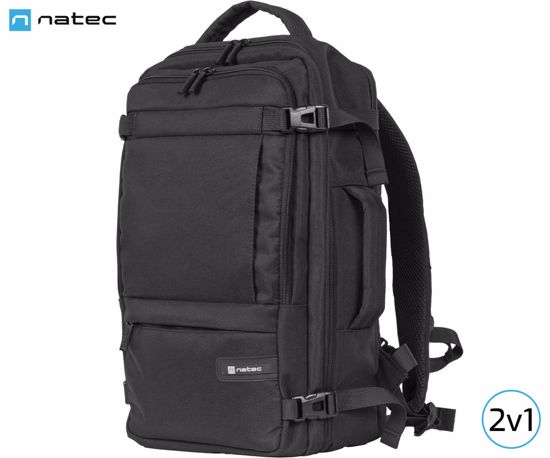 Fotografija izdelka Natec CAMEL LITE univerzalni 2v1 nahrbtnik, za prenosnike do 15.5", 19L, potovalni, nastavljiv, trpežen, 10 žepov, raztegljiv, vodoodporen, Trolley sistem, črn