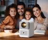 Fotografija izdelka BYINTEK LOVE U4 prenosni LED projektor, Android, WiFi, Bluetooth, 300 ANSI lumnov, zvočnik, samodejni fokus, deljenje zaslona, max 4K UHD, USB / HDMI / AUX, + daljinec, bela, siva