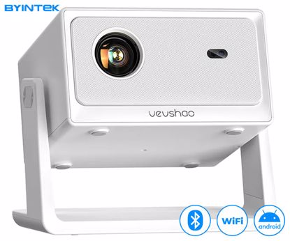 Fotografija izdelka BYINTEK VEVSHAO A16 prenosni LED projektor, Android, Dual WIFI, Bluetooth, 400 ANSI lumnov, zvočnik, samodejni fokus, deljenje zaslona, max 4K UHD, USB / HDMI / AUX