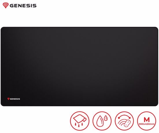 Fotografija izdelka GENESIS CARBON 500 MAXI LOGO podloga za miško, gaming, 900x450mm, vodoodporna, gladka površina, zaščiteni robovi, protizdrsna, črna