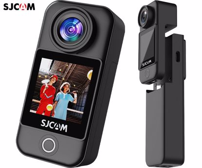 Fotografija izdelka SJCAM C300 akcijska športna kamera, 4K Ultra HD, dvojni zaslon, 6-osna stabilizacija, 2x polnilna baterija, 154° snemalni kot, Dual WIFI, vodoodpornost, aplikacija, +dodatki, črna