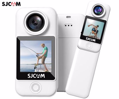 Fotografija izdelka SJCAM C300 akcijska športna kamera, 4K Ultra HD, dvojni zaslon, 6-osna stabilizacija, 2x polnilna baterija, 154° snemalni kot, Dual WIFI, vodoodpornost, aplikacija, +dodatki, bela