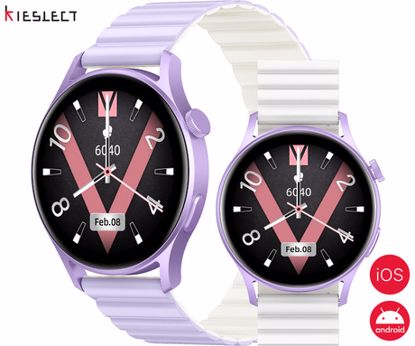 Fotografija izdelka Kieslect Lora2 ženska pametna ura, 1.3" AMOLED, BT 5.2, Android + iOS, klicanje, baterija, aplikacija, IP68, spremljanje zdravja, analiza spanca, 100+ športnih načinov, 2 paščka, vijolična (Purple)