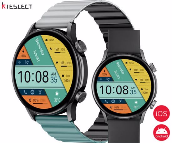 Fotografija izdelka Kieslect Kr Pro Ltd pametna ura, 1.43" AMOLED, BT 5.3, Android + iOS, klicanje, baterija, aplikacija, IP68, spremljanje zdravja, analiza spanca, 100+ športnih načinov, 2 paščka, siva (Space Gray)