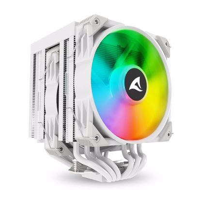 Fotografija izdelka SHARKOON CPU A60 RGB WHITE AIR COOLER 2x120mm PWM 260W procesorski hladilnik