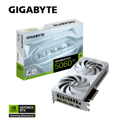 Fotografija izdelka Grafična kartica GIGABYTE GeForce RTX 5060 Ti Eagle OC ICE 16G, 16GB GDDR7, PCI-E 5.0