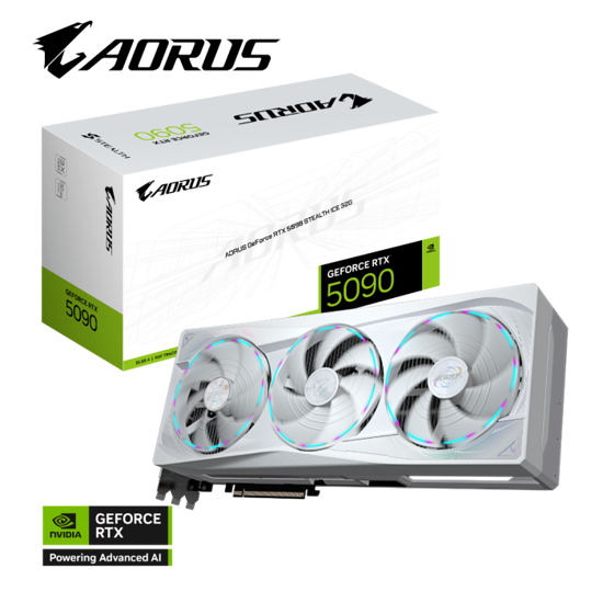 Fotografija izdelka Grafična kartica GIGABYTE AORUS GeForce RTX 5090 STEALTH ICE 32G, 32GB GDDR7, PCI-E 5.0