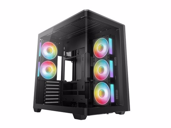Fotografija izdelka Računalniško ohišje DeepCool CG590U 5F, ATX, Midi-Tower, ARGB, ukrivljeno kaljeno steklo, črno