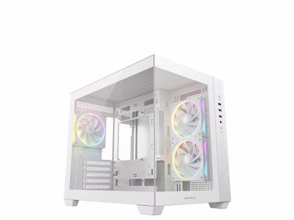 Fotografija izdelka Računalniško ohišje DeepCool CG330 3F WH, micro-ATX, kaljeno steklo, belo