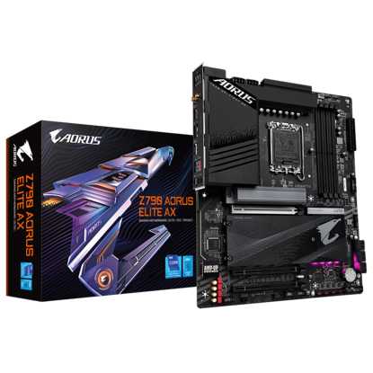 Fotografija izdelka GIGABYTE Z790 AORUS ELITE AX, DDR5, SATA3, USB3.2Gen2x2, DP, 2.5GbE, WIFI 6E, LGA1700 ATX