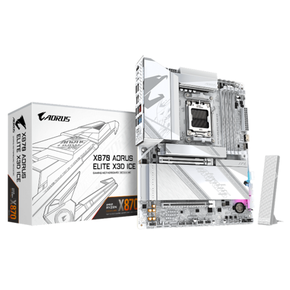 Fotografija izdelka GIGABYTE X870 AORUS ELITE X3D ICE, DDR5, SATA3, USB4, DP, 5GbE, WiFi 7, AM5 ATX