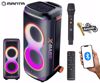Fotografija izdelka MANTA SPK806B300 ORION prenosni KARAOKE zvočnik, 300W RMS, BT 5.3, TWS, XBASS, Equalizer, polnilna baterija, DISCO RGB LED osvetlitev, USB / microSD / AUX / MIC-in, +mikrofon, +daljinec, črn