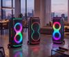 Fotografija izdelka MANTA SPK806B300 ORION prenosni KARAOKE zvočnik, 300W RMS, BT 5.3, TWS, XBASS, Equalizer, polnilna baterija, DISCO RGB LED osvetlitev, USB / microSD / AUX / MIC-in, +mikrofon, +daljinec, črn