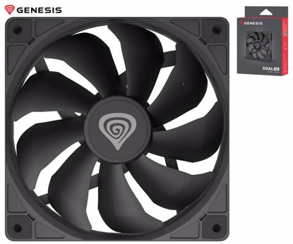 Fotografija izdelka GENESIS OXAL 120 ventilator za računalnik / ohišje, univerzalni, 120mm velikost, do 1300 RPM, ultra tiho delovanje, blazinice proti vibracijam, 3-PIN konektor, črn