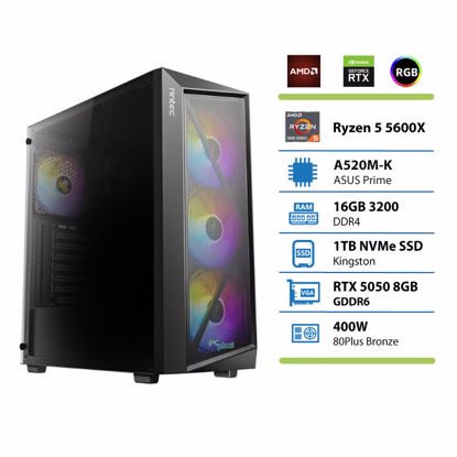Fotografija izdelka PCPLUS Gamer Ryzen 5 5600X 16GB 1TB RTX 5050 OC 8GB gaming namizni računalnik