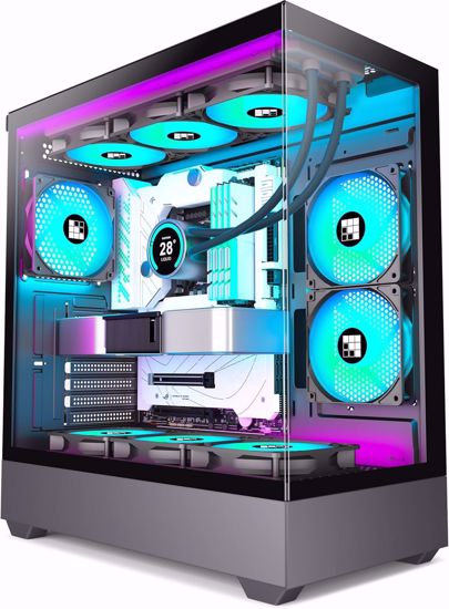 Fotografija izdelka FOIFKIN F1 ohišje ATX, 6 PWM ARGB ventilatorjev, kaljeno steklo 270°, Type-C, črno