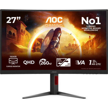 Fotografija izdelka AOC Agon CQ27G4Z2 27" QHD 260/400Hz 1ms ukrivljen gaming monitor