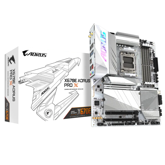 Fotografija izdelka GIGABYTE X670E AORUS PRO X, DDR5, SATA3, USB3.2Gen2x2, HDMI, 2.5GbE, WiFi 7, AM5 ATX