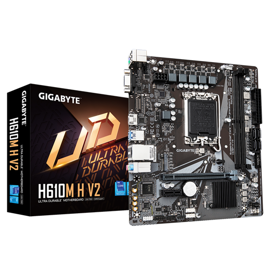 Fotografija izdelka GIGABYTE H610M H V2, DDR5, SATA3, HDMI, USB3.2Gen1, LGA1700 mATX