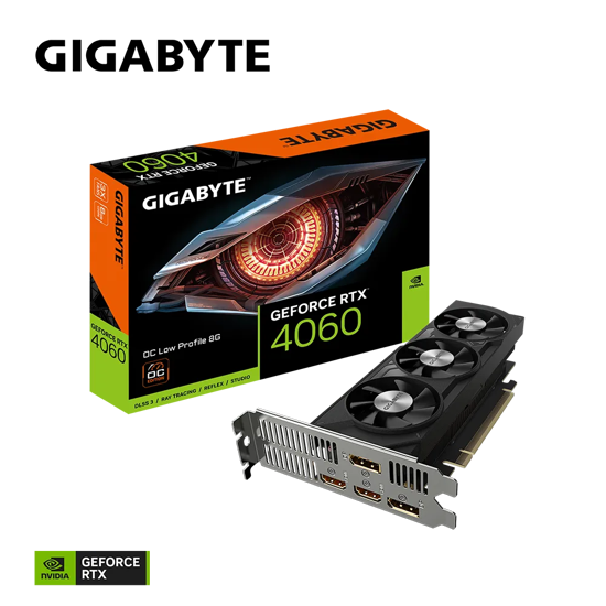 Fotografija izdelka Grafična kartica GIGABYTE GeForce RTX 4060 OC Low Profile 8G, 8GB GDDR6, PCI-E 4.0