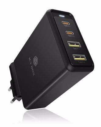 Fotografija izdelka Icybox IB-PS104-PD 4-portni 100W USB potovalni polnilnik s Power Delivery 3.0 in GaN podporo (EU, UK, ZDA vtičnica)