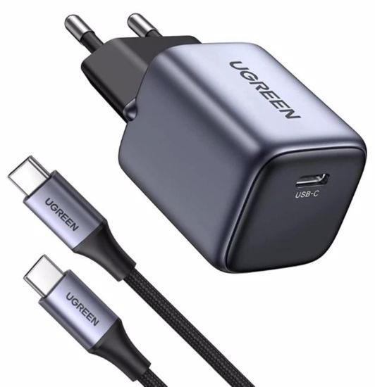 Fotografija izdelka Ugreen Nexode 30W USB C Polnilnik GaN II s priloženim USB-C 60W 1M kablom