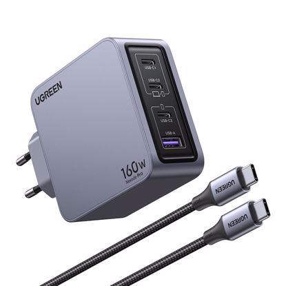 Fotografija izdelka Ugreen Nexode Pro 160W 4-Portni GaN USB polnilec s priloženim 1,5M 240W USB-C polnilnim kablom