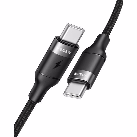 Fotografija izdelka VEGER CC02 pleteni kabel USB-C na USB-C, 100W, 1,5m, črn