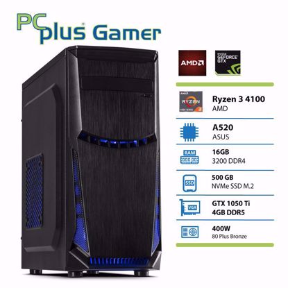 Fotografija izdelka PCPLUS Gamer Ryzen 3 4100 16GB 500GB NVMe SSD GTX 1050 Ti namizni gaming W11PRO