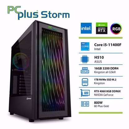 Fotografija izdelka PCPLUS Storm i5-11400 16GB 1TB NVMe SSD GeForce RTX 4060 DDR6 8GB RGB gaming W11PRO