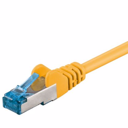 Fotografija izdelka GOOBAY S/FTP CAT 6A patch 1m rumeni mrežni povezovalni kabel