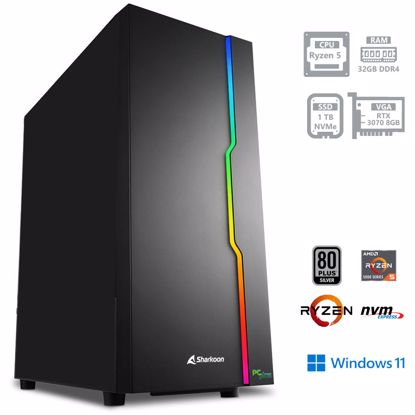 Fotografija izdelka PCPLUS Gamer R5 5600X 32GB 1TB NVMe SSD RTX 3070 8GB Windows 11 Home gaming