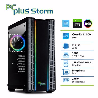 Fotografija izdelka PCPLUS Storm i5-11400 16GB 1TB NVMe SSD GeForce RTX 3050 DDR6 6GB RGB gaming DOS