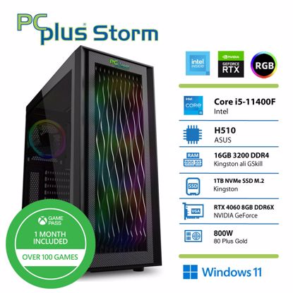 Fotografija izdelka PCPLUS Storm i5-11400 16GB 1TB NVMe SSD GeForce RTX 4060 DDR6 8GB RGB Windows 11 gaming namizni