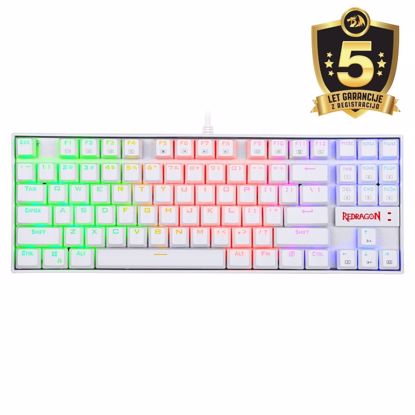 Fotografija izdelka REDRAGON K552 KUMARA RGB GAMING MEHANSKA ŽIČNA TIPKOVNICA BELA - RDEČA STIKALA