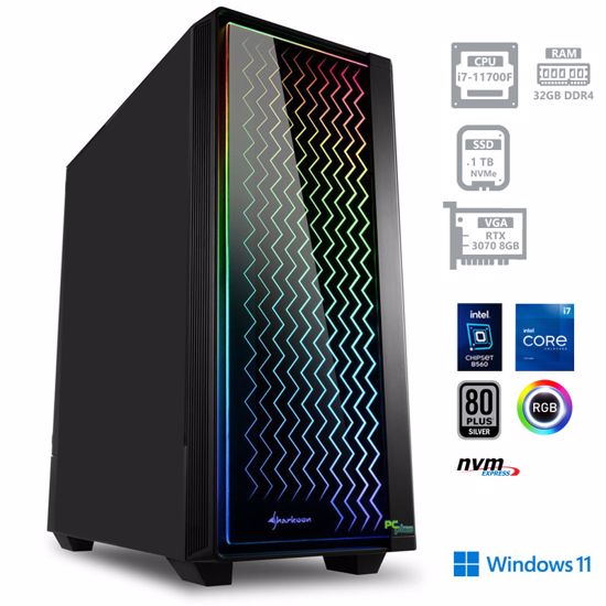 Fotografija izdelka PCPLUS Storm i7-11700F 32GB 1TB NVMe SSD GeForce RTX 3070 8GB Windows 11 Home RGB gaming