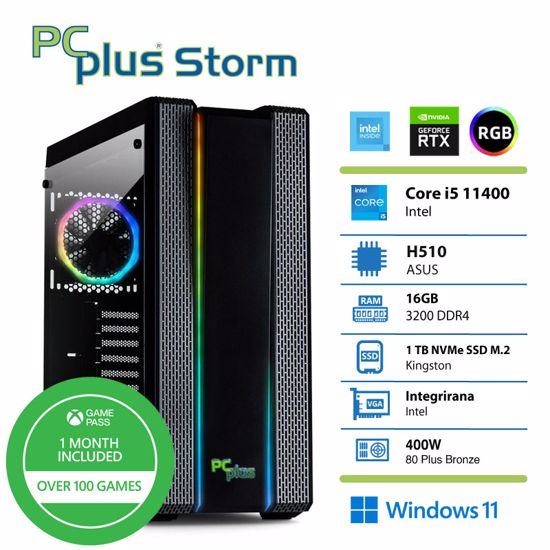 Fotografija izdelka PCPLUS Storm i5-11400 16GB 1TB NVMe SSD GeForce RTX 3050 DDR6 6GB RGB Windows 11 gaming namizni