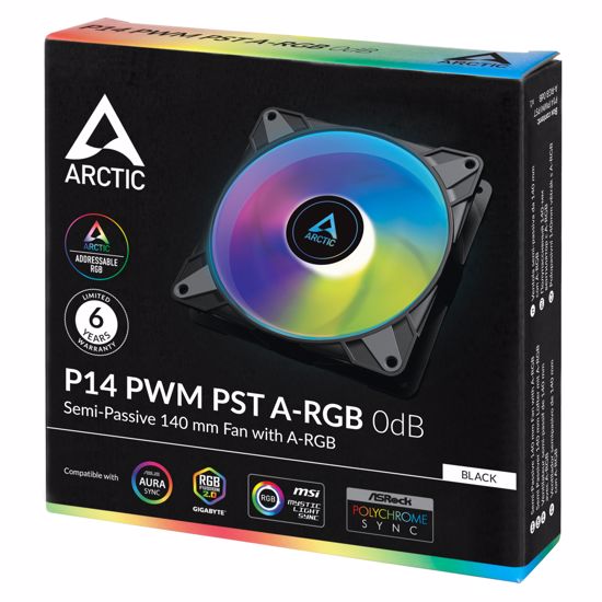 Fotografija izdelka ARCTIC P14 PWM PST A-RGB 140mm 4-pin ventilator, črn