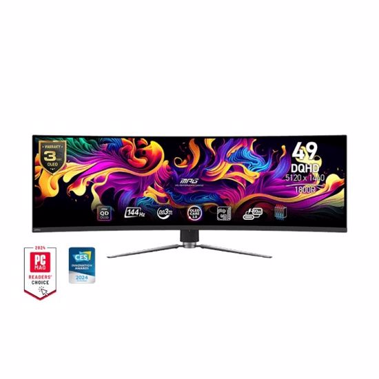 Fotografija izdelka Zaslon MSI MPG 491CQP 49" / DQHD / QD-OLED / 144Hz / 0.03ms (GtG) / ukrivljen (črn)