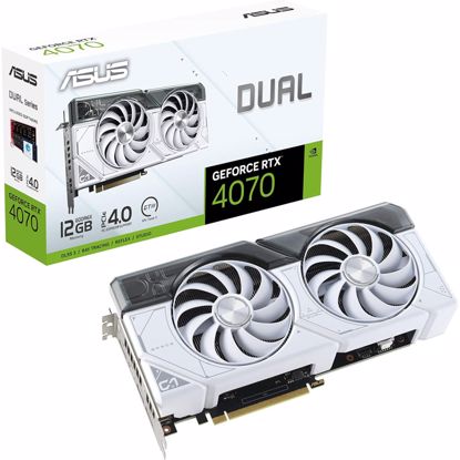 Fotografija izdelka ASUS Dual GeForce RTX 4070 Super 12GB GDDR6X (DUAL-RTX4070S-12G-WHITE) bela gaming grafična kartica