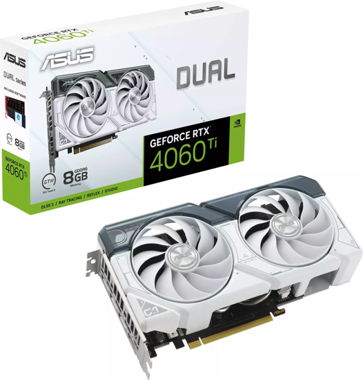 Fotografija izdelka Grafična kartica ASUS GeForce RTX 4060 Ti White OC Edition 8GB GDDR6, 8GB GDDR6, PCI-E 4.0