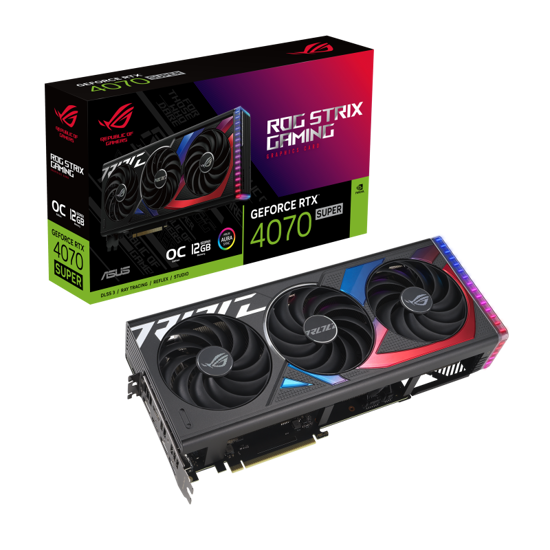 Fotografija izdelka Grafična kartica ASUS ROG GeForce RTX 4070 SUPER STRIX OC, 12GB GDDR6X, PCI-E 4.0