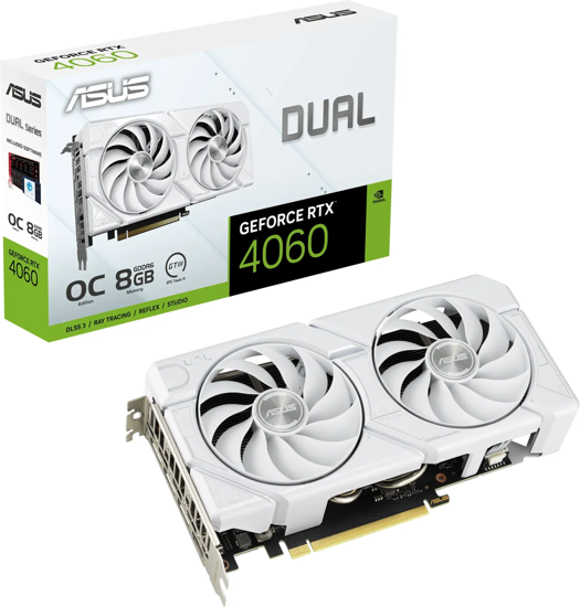 Fotografija izdelka Grafična kartica ASUS GeForce RTX 4060 EVO White OC Edition 8GB GDDR6, PCI-E 4.0