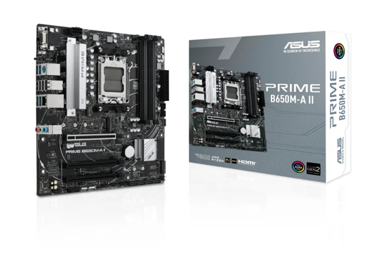 Fotografija izdelka ASUS PRIME B650M-A II-CSM, DDR5, SATA3, USB3.2Gen2, DP, 2.5GbE, AM5 mATX