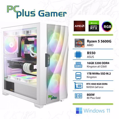 Fotografija izdelka PCPLUS Gamer Ryzen 5 5600G 16GB 1TB NVMe SSD GeForce RTX 4060  8GB RGB Windows 11 Home gaming