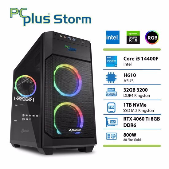 Fotografija izdelka PCPLUS Storm Core i5-14440F 32GB 1TB NVMe SSD RTX 4060Ti 8GB gaming namizni računalnik