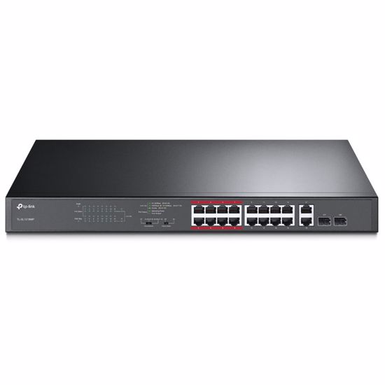 Fotografija izdelka TP-LINK TL-SL1218MP 16-Port 10/100 2-port gigabit 16xPoE+ 250W 2xSFP rack mrežno stikalo-switch